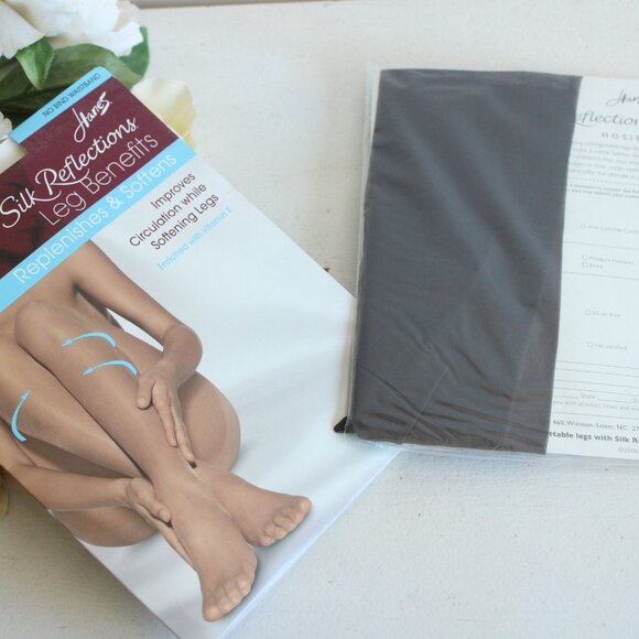 Vintage 1990s 2000s Pantyhose, New NOS, Hanes Barely Black, Size A-B, Silk Refle - Picture 7 of 10